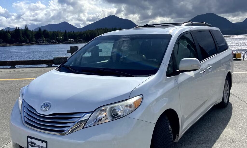 White Toyota Sienna Minivan rental for ferry trips in Alaska
